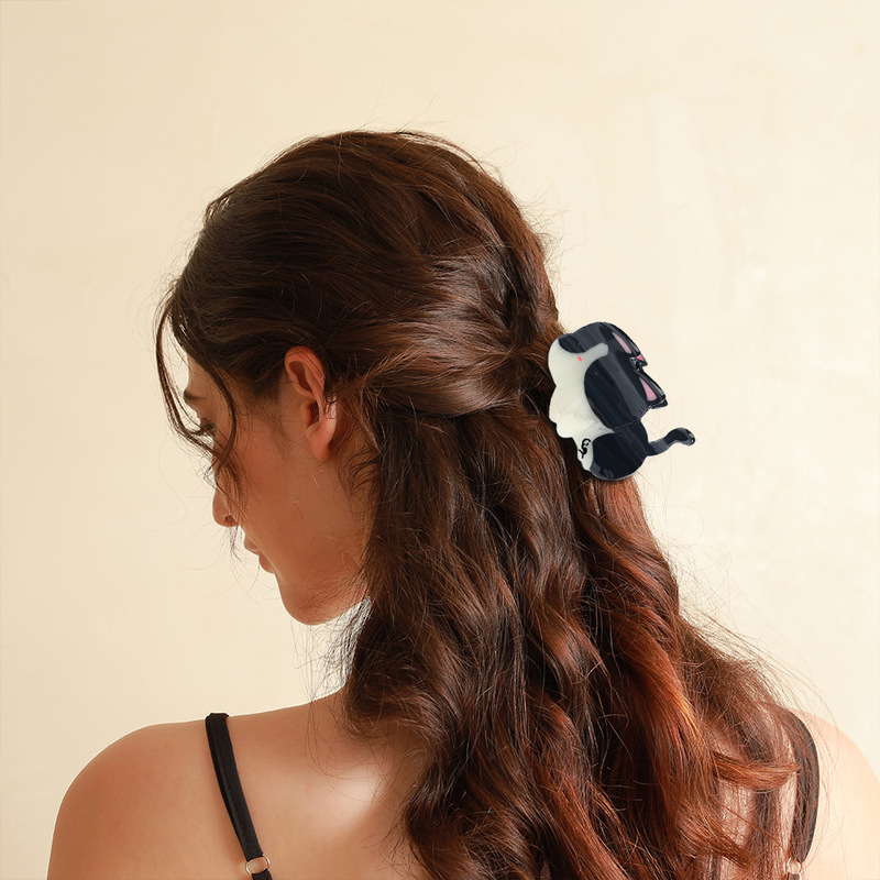 Yichen Original New Collection Cream Cat Acetic Acid Non-Slip Safety Shark Clip Hair Clip Cat Series Manufacturer Wholesale