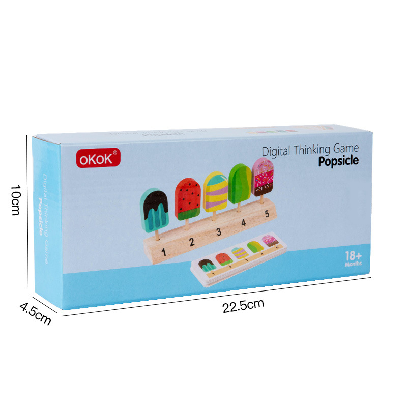 Juguetes de madera para niños para jugar a la casa, piruletas, helado, palitos de helado, pensamiento lógico, juego entre padres e hijos, regalo interactivo image 6