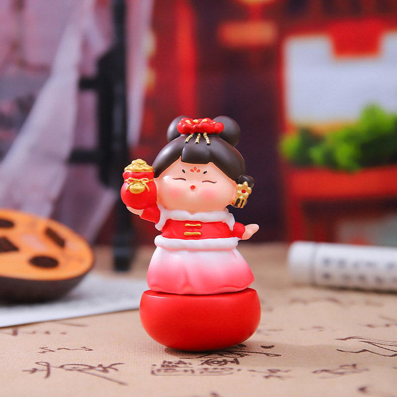 新款国风古典唐宫赋不倒翁小姐姐小号摆件创意桌面摆件送朋友礼物|undefined