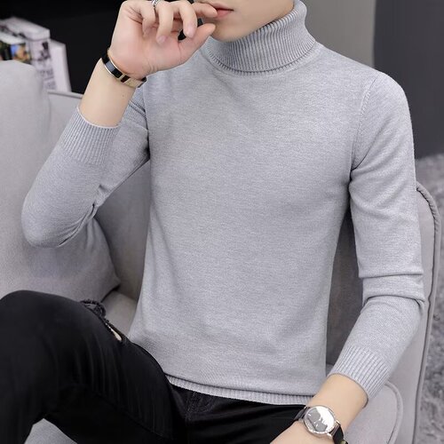 Autumn and winter warm, slim-fit sweater for men—new high-neck Korean-style knitwear, best-selling sweater for teens.