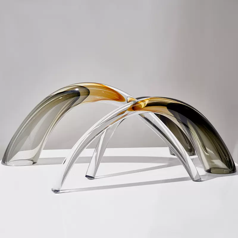 现代琉璃牛角摆件摆设餐厅客厅玄关台面琉璃工艺品装饰摆件