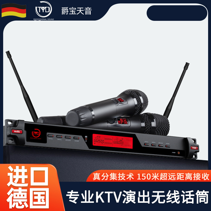 German Wireless Microphone One-To-Two Professional U-Band Stage Performance School Wedding True Diversity Microphone Long Distance