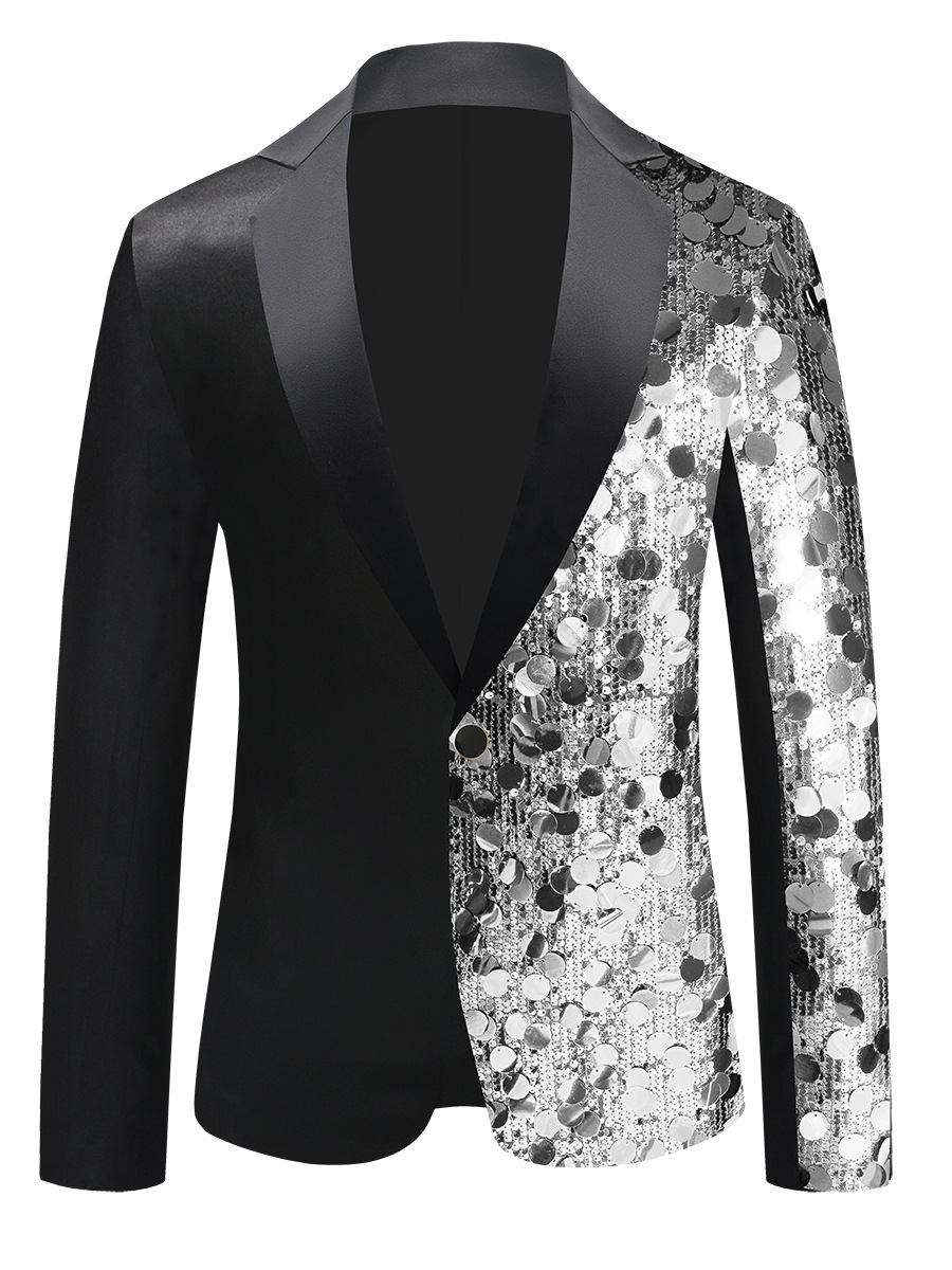Costume da ballo con blazer e paillettes da uomo, nuovo per Halloween, costume da presentatore, europeo e americano, transfrontaliero_voghion.com