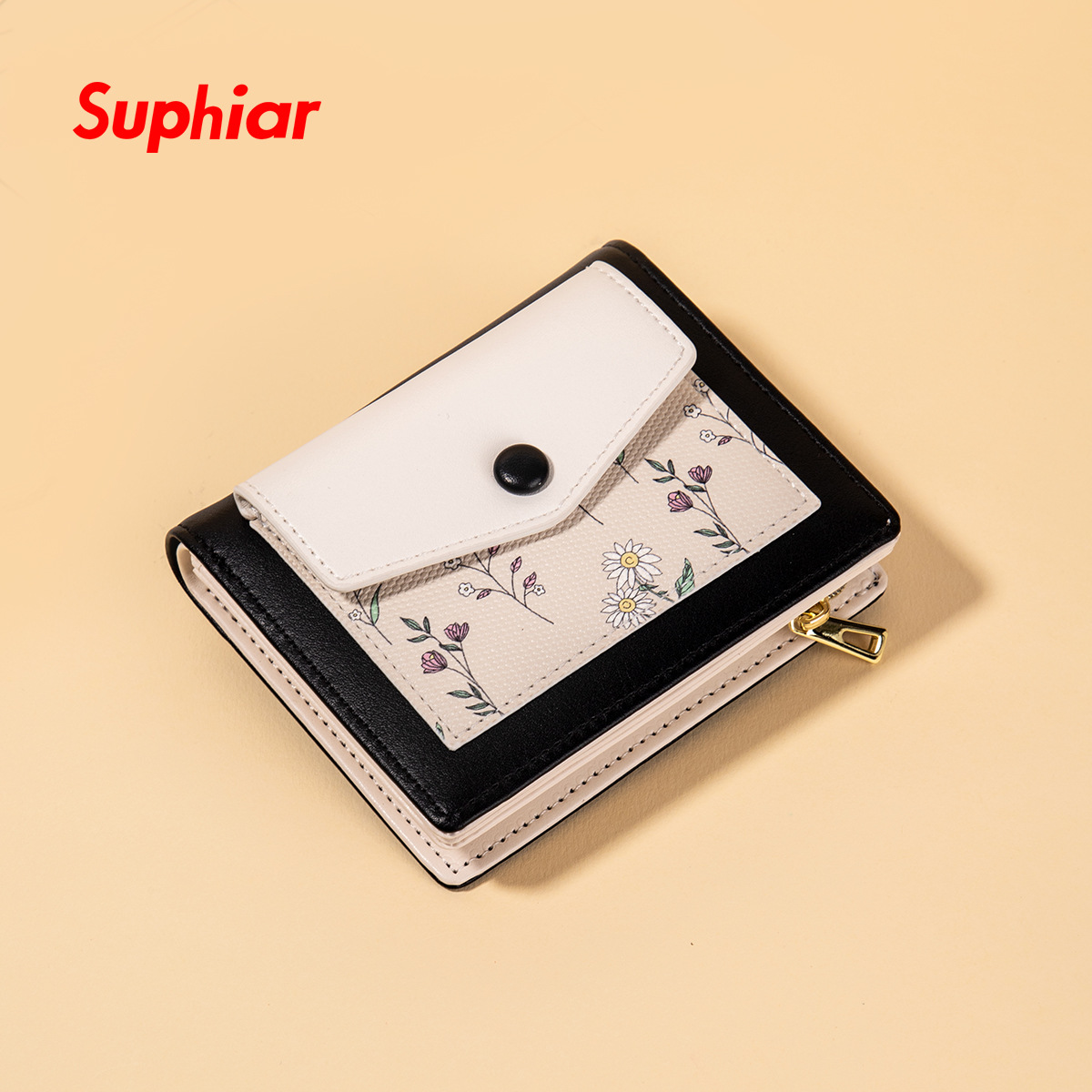 Nuevo Cartera sencilla de estilo coreano para mujer, tarjetero corto de gran capacidad para estudiante, monedero estampado multifuncional ins