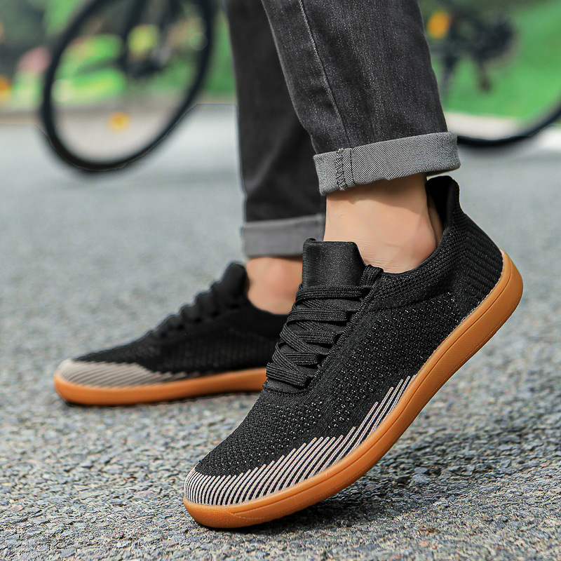 Slip-On Wide-Foot Shoes for Men, Casual Shoes, Breathable Fly-Knit Shoes, Fitness Cycling Shoes, Wide-Toe Hiking Training Outdoor Shoes