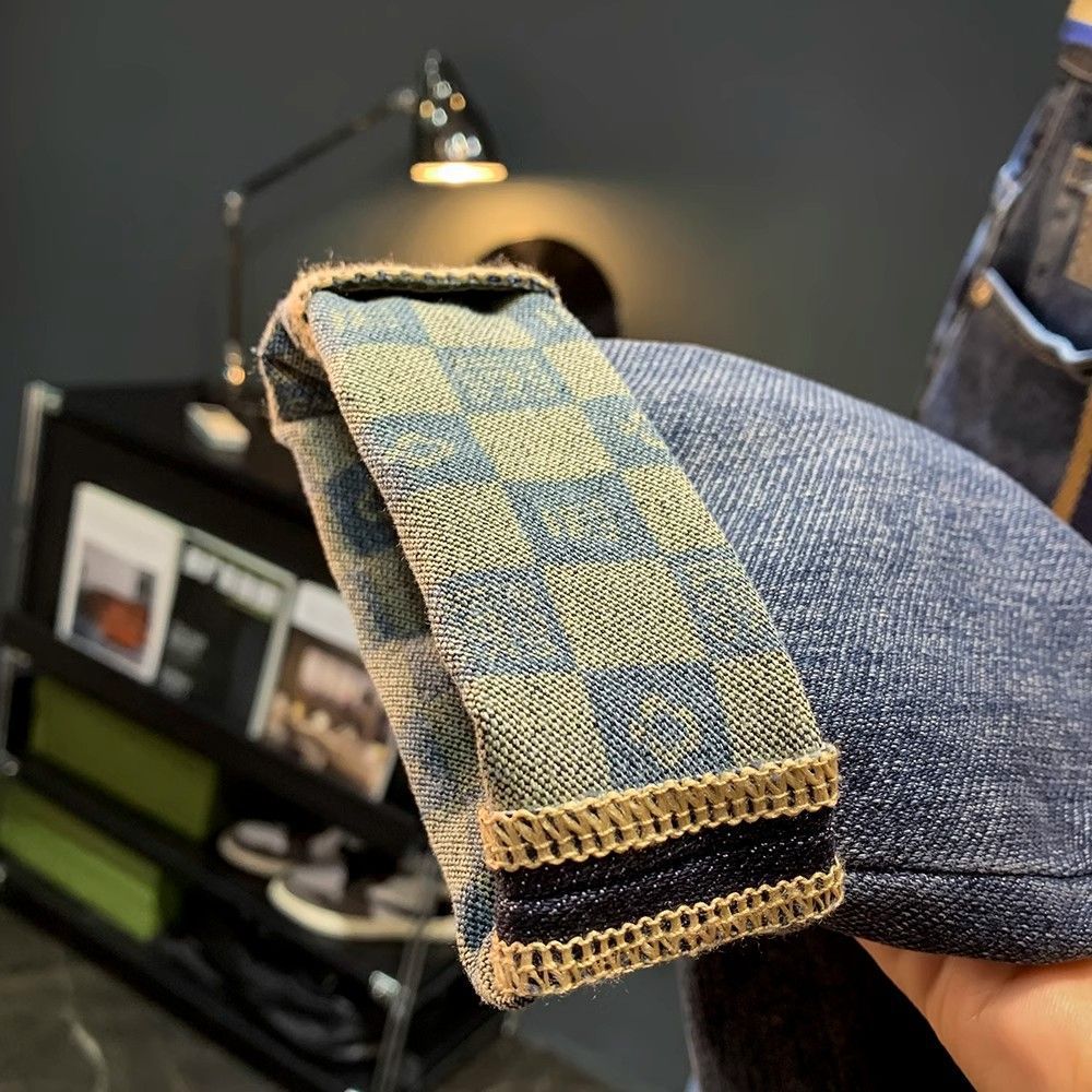 2024 Spring Jeans Men's Korean Edition Trendy Embroidery Fit Slim Straight Leg Fashion Versatile Casual Pants_mkmklike.com