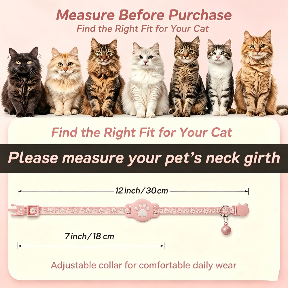 Pet Cat Positioning Collar Tracker Suitable for iOS Waterproof Apple Find My Reflective Collar
