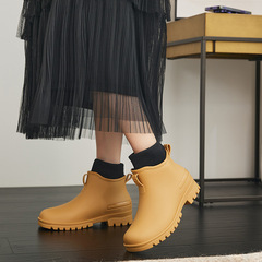 Men's Winter Waterproof Rubber Rain Boots, Cross-Border Fashion, One-Piece Cotton Warm Shoes, Universal Cotton Shoes, Couple's Style, Waterproof Rubber Shoes for Women