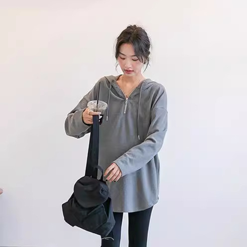 Autumn and Winter maternity clothes Korean style hooded maternity brushed T-shirt top loose casual plus size top maternity clothes thickened Autumn and Winter maternity clothes Korean style hooded maternity brushed T-shirt top loose casual plus size top maternity clothes thickened
