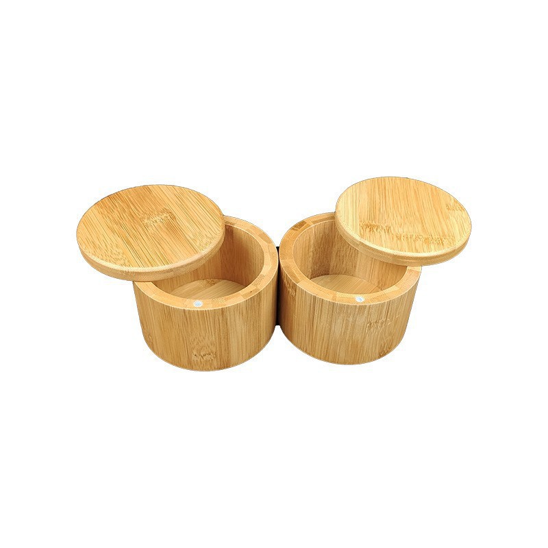 Tarro de condimento de bambú caja de condimento tapa giratoria de succión magnética botella de condimento frasco de sal de bambú condimento de cocina caja de almacenamiento