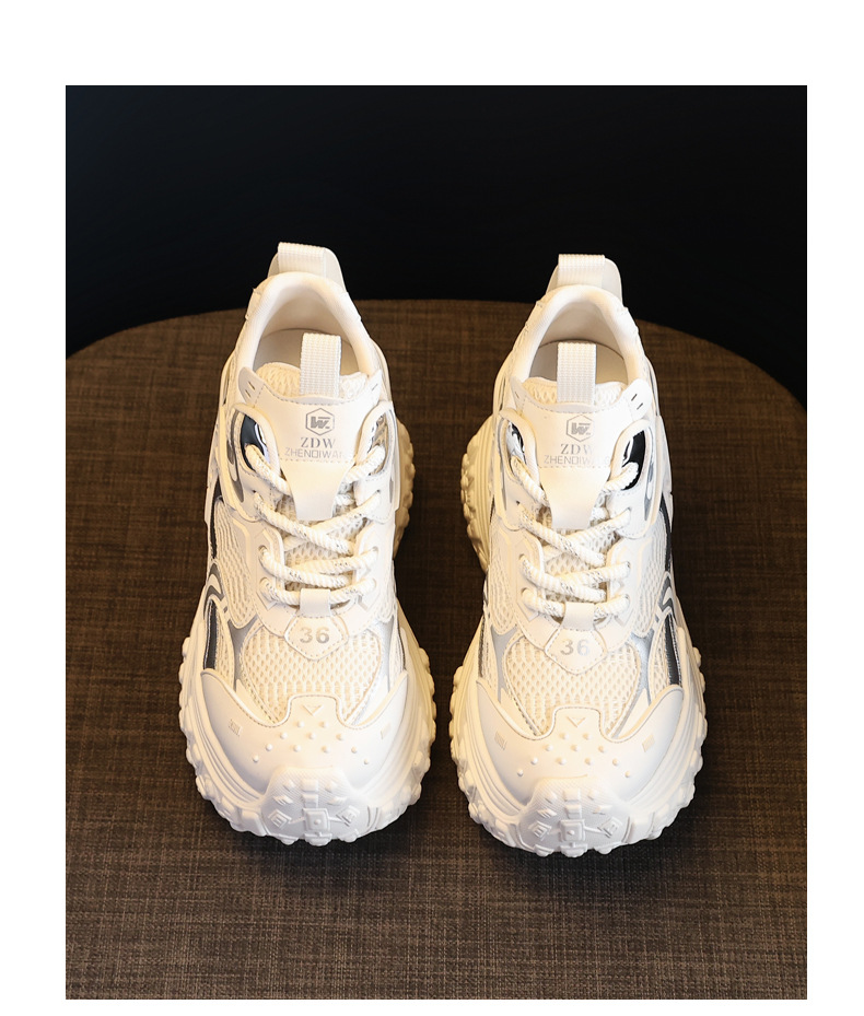 Giày sneaker nữ đế dày phối màu độn cao dáng người nhỏ lưới thoáng — Màu be chi tiết 22