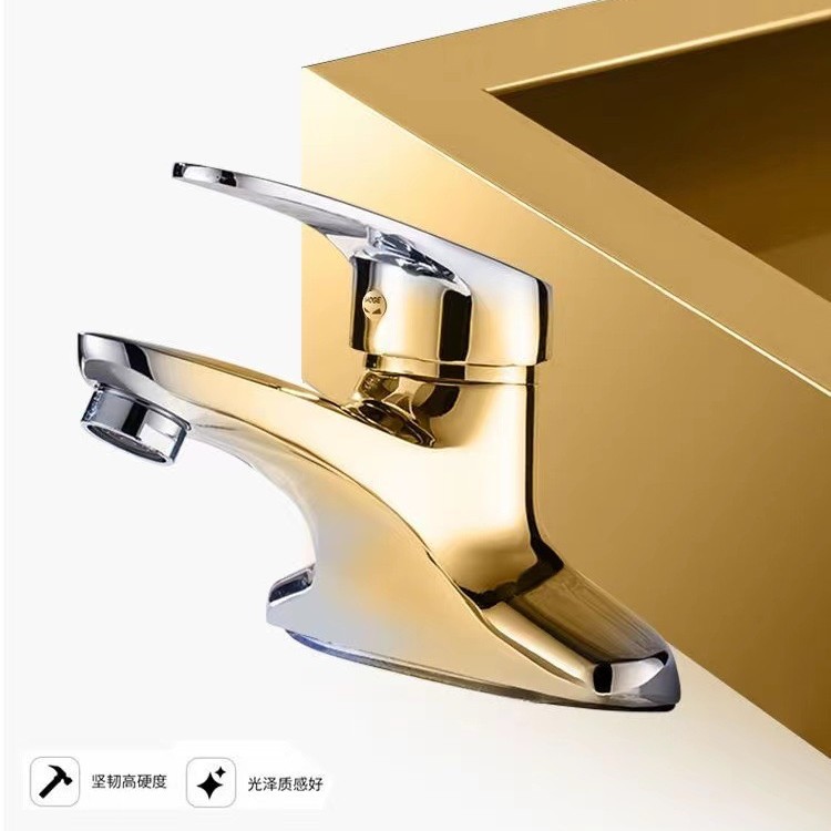 Lavabo de baño de comercio exterior, grifo de agua fría y caliente de doble orificio, lavabo de baño, lavabo, válvula mezcladora de doble uso, a prueba de salpicaduras