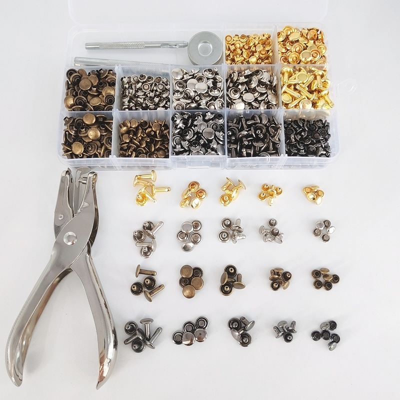 480套金属帽钉装饰对敲皮具双面铆钉安装工具子母扣辅料服装撞钉|undefined