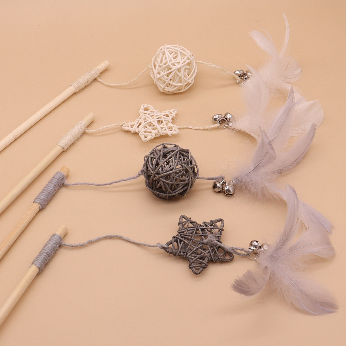 Juguetes para gatos Palo divertido Plumas Palo para gatos Juguetes de madera maciza Palo divertido para gatos