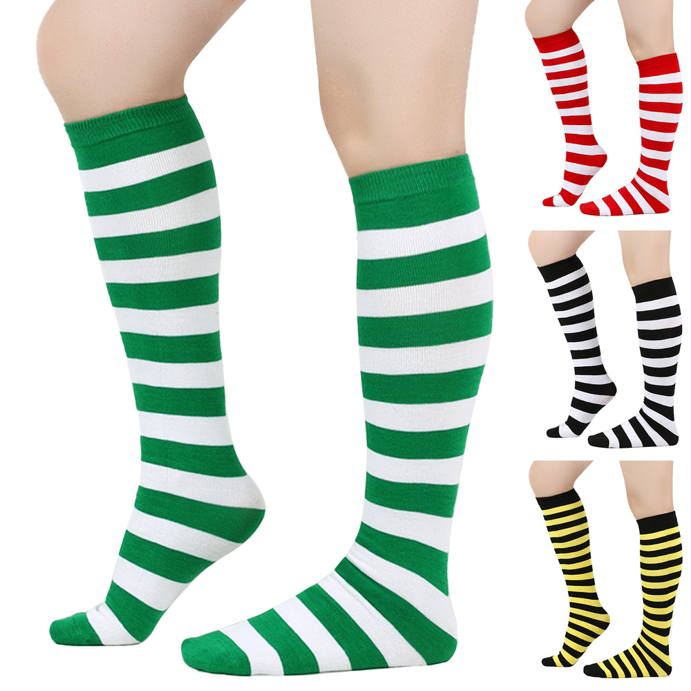 Gestreifte Kniestrümpfe Damen Damen Japanisch Harajuku Kreative COSPLAY Baumwolle Kalb Mid-Tube Socken Schwarz Weiß Rosa Weibliche Sox – Detail 2