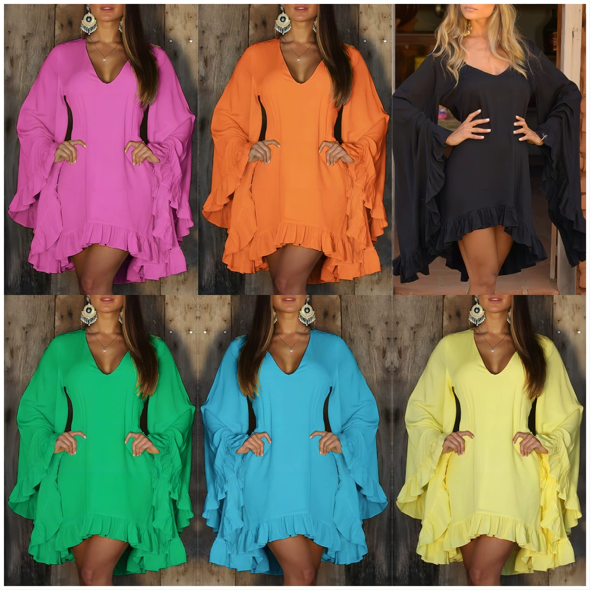 Качественное летнее элегантное женское платье 2023, пуловер из полиэстера с V-образным вырезом, платье с нерегулярной юбкой