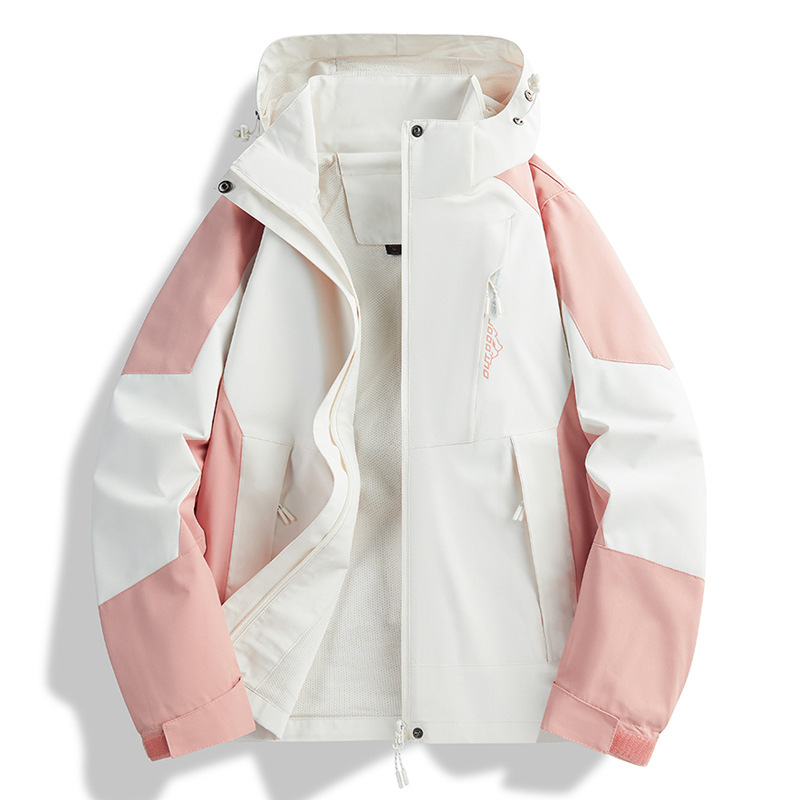 여성 - 핑크와 화이트 [아웃도어 싱글 재킷]