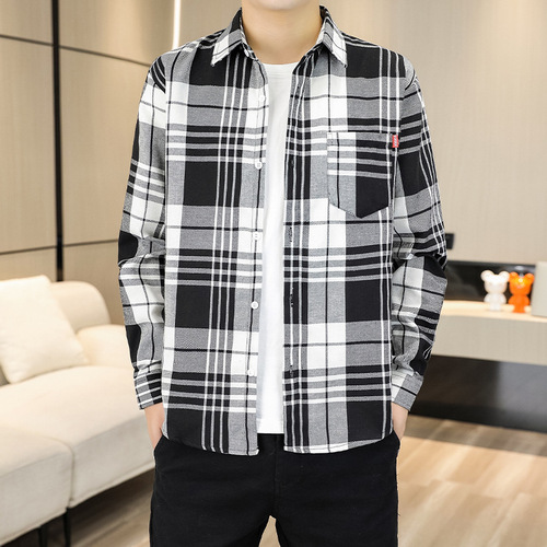 Men's Shirt Spring and Autumn Long Sleeve Collared Shirt Youth Large Size Casual Top Base Shirt Versatile Men's Clothing