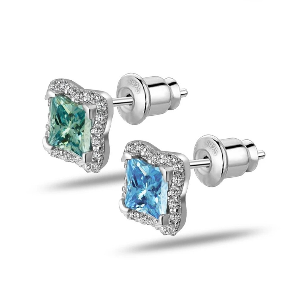 WlC 限量北极星baby blue美国锆石钻四叶草耳钉欧美风情侣款耳饰