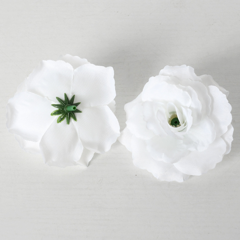 Decoración de flores de imitación blanca seda flordiy material artesanal tocado accesorios de flores decoración de boda para el hogar