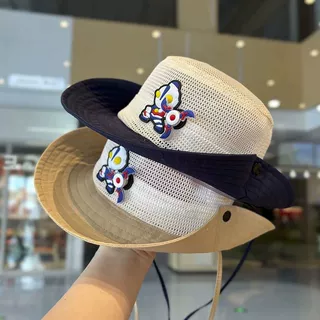 宝宝防晒女童盆帽男夏季儿童太阳帽百搭渔夫帽透气遮阳网眼奥特曼