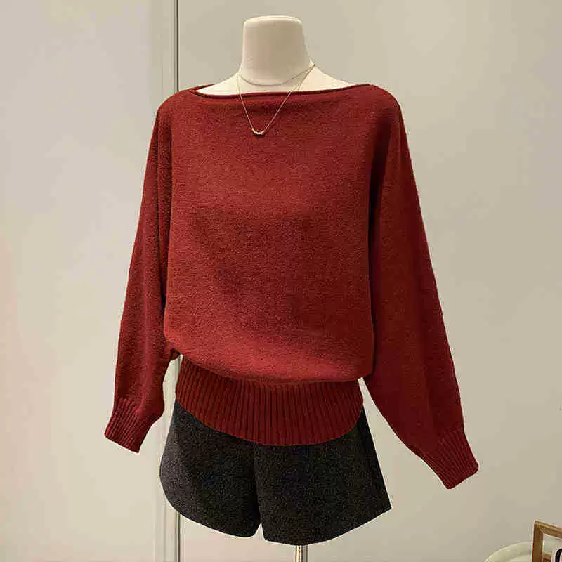 Джемпер вязаный демисезонный, открытые плечи, свободный крой, one size (фуксия и цвета)