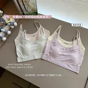 Tongtongshu Class a Girls' Bare Cotton Cool and Soft Comfortable High Elasticity Anti-Bump Wireless Underwear for Girls