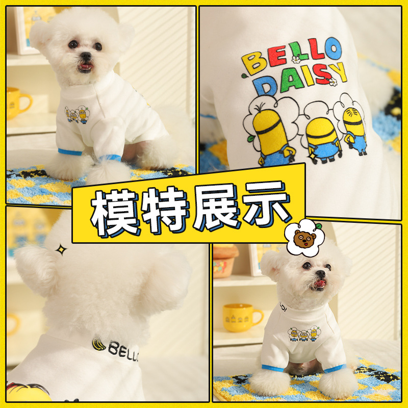 Pequeño Amarillo impreso que basa la camisa mascota lindo oso de peluche caliente Corgi pijamas ropa de invierno ropa de perro de Invierno