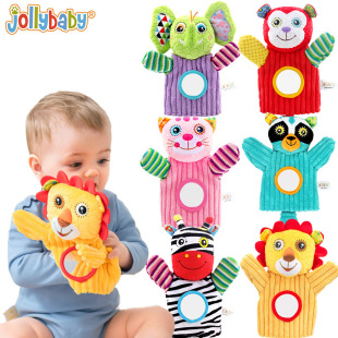 Jollybaby Newborn Baby Enlightenment Cognitive Soothing Animal Finger Puppet Comfort Plush Baby Toy Early Education