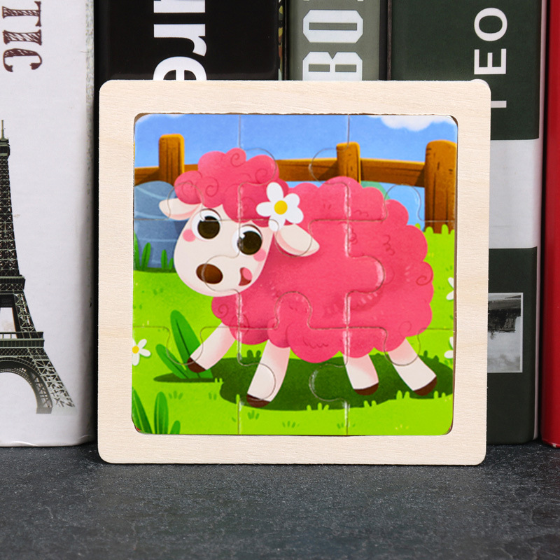 Puzzle pequeño plano de madera de 9 piezas Animal Ocean Traffic Kindergarten Educación temprana Juguetes educativos Puzzle simple de entrada