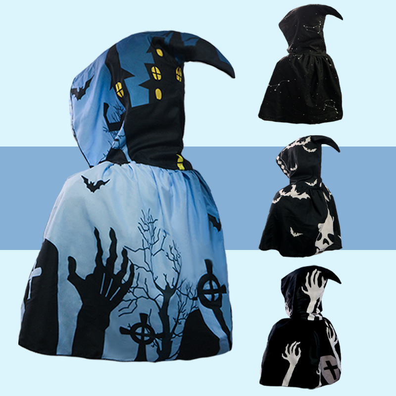 Halloween nueva capa con capuz capa cosplay ropa de maquillaje impresión digital de punto de tela de abrigo