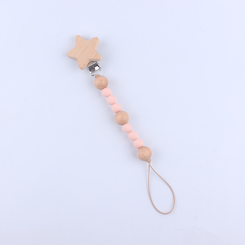 Nuevo bebé suministros dibujos animados animal haya clip calmante bebé cuentas de silicona mordedura molar pezón cadena