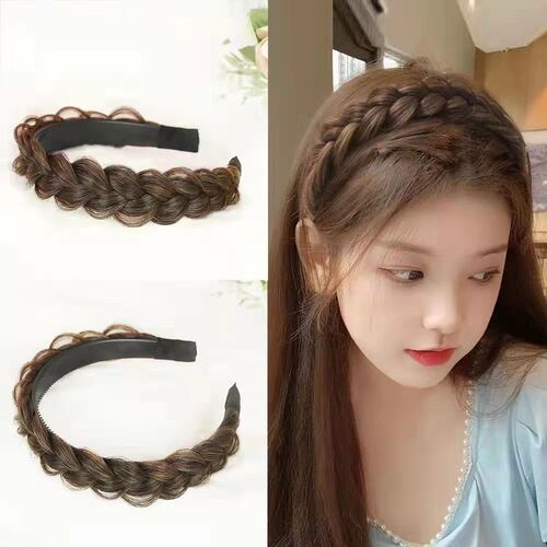 Braided wig headband, one-piece handmade fishbone braided headband, Internet celebrity new braided hairpin for women