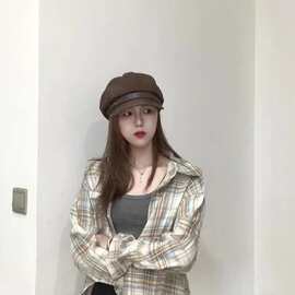 欧洲站格子衬衫女复古港味2024年春秋季新款宽松韩版长袖叠穿外套
