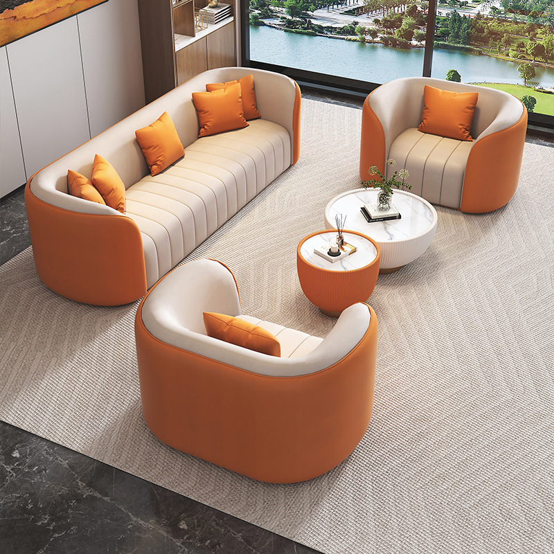 Salón de belleza de lujo ligero nórdico hotel sofá / silla de venta de recepción empresarial combinación de mesas de oficina negras