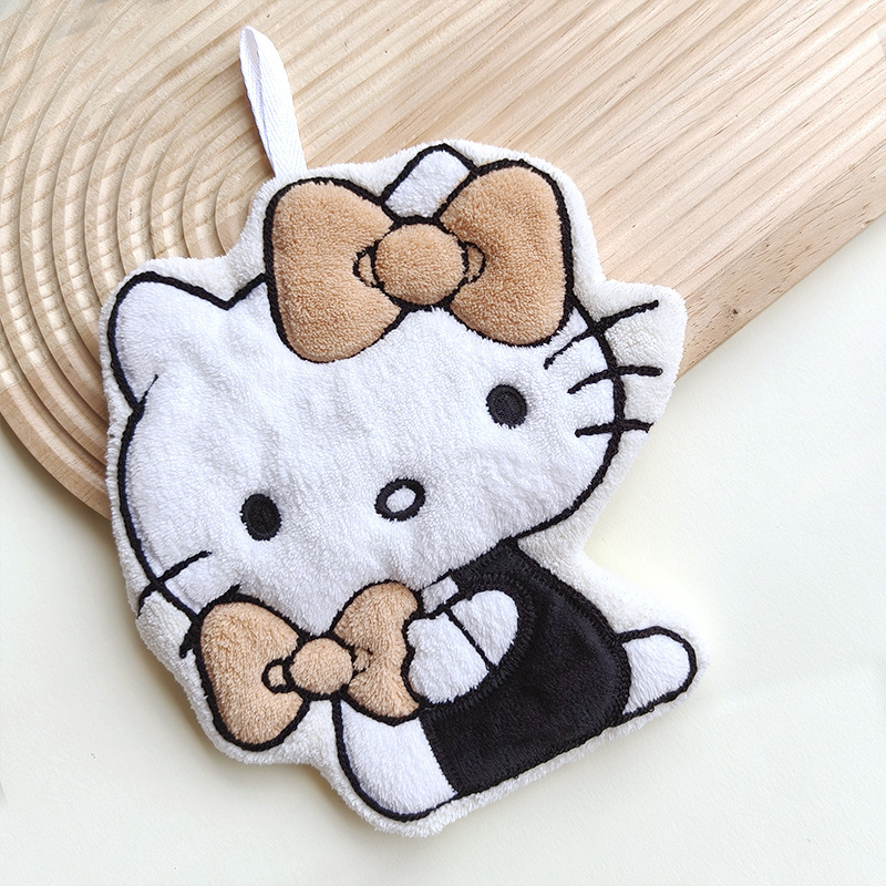 かわいい漫画のキッチンハンドタオルコーラルベルベットハンギングタオル厚く吸収性糸くずの出ない小さなギフト小さなタオルハンギング可能|undefined