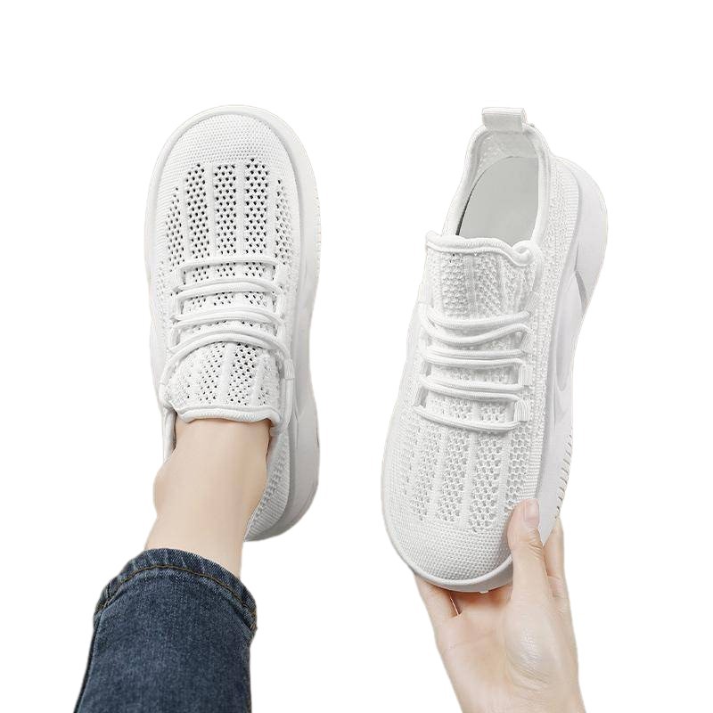Zapatos blancos de malla transpirable de verano de 2025 zapatos delgados antideslizantes de suela suave no cansados zapatos para mujeres