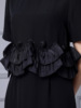 Zhili Black Young Mom High Waist Skirt 3D Ruffle Edge Spliced Short Sleeve Acetic Acid Dress 2024 Summer