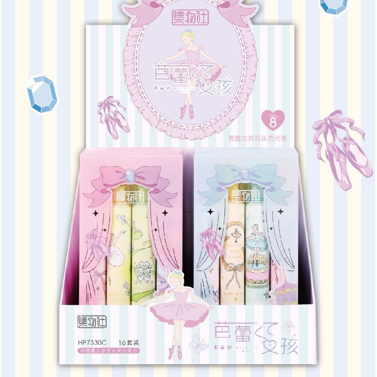 Jiwushe 7330 Ballet Girl Bow Highlighter Pen, Eye-Friendly Colors, Girly Design, Large Capacity Highlighter Pen Jiwushe 7330 Ballet Girl Bow Highlighter Pen, Eye-Friendly Colors, Girly Design, Large Capacity Highlighter Pen