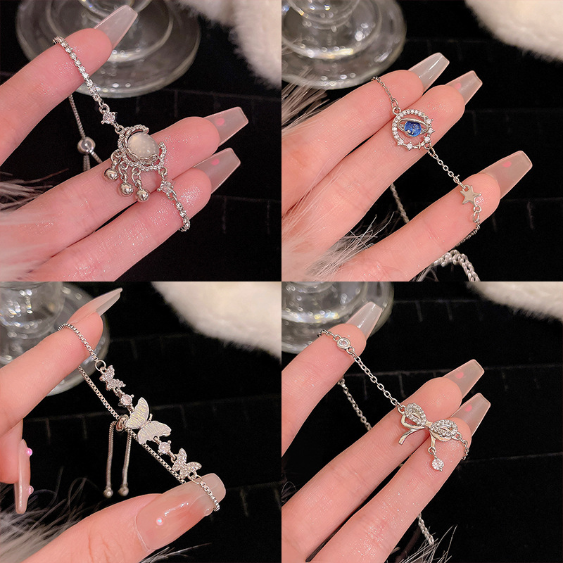 Wholesale Jewelry IG Style Heart Shape Bow Knot Copper Zircon Plating Inlay Bracelets Chain-free display picture 4