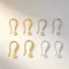 铜镀真金保色U形带吊简约纹理耳钩diy手工自制耳环耳饰饰品配件