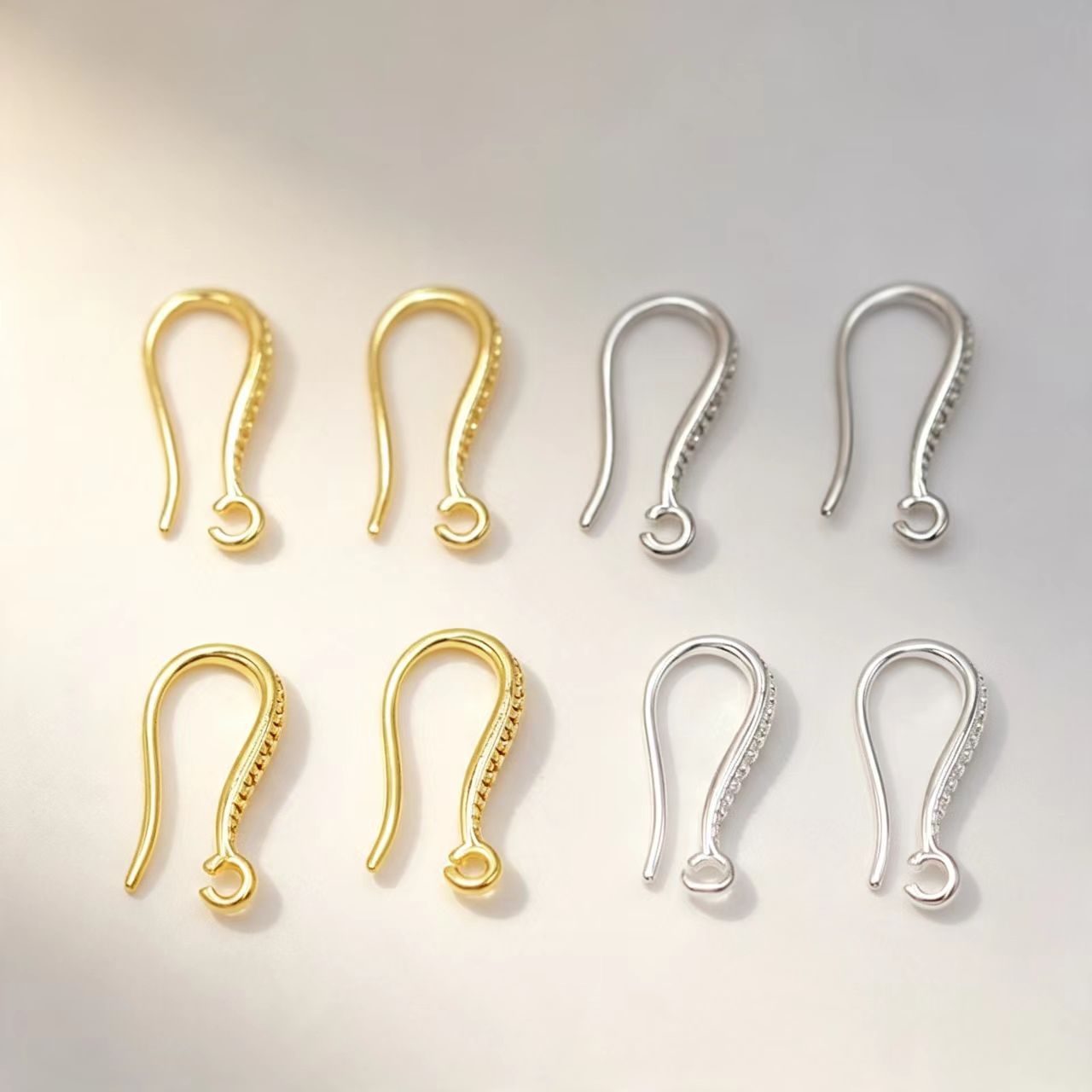 铜镀真金保色U形带吊简约纹理耳钩diy手工自制耳环耳饰饰品配件