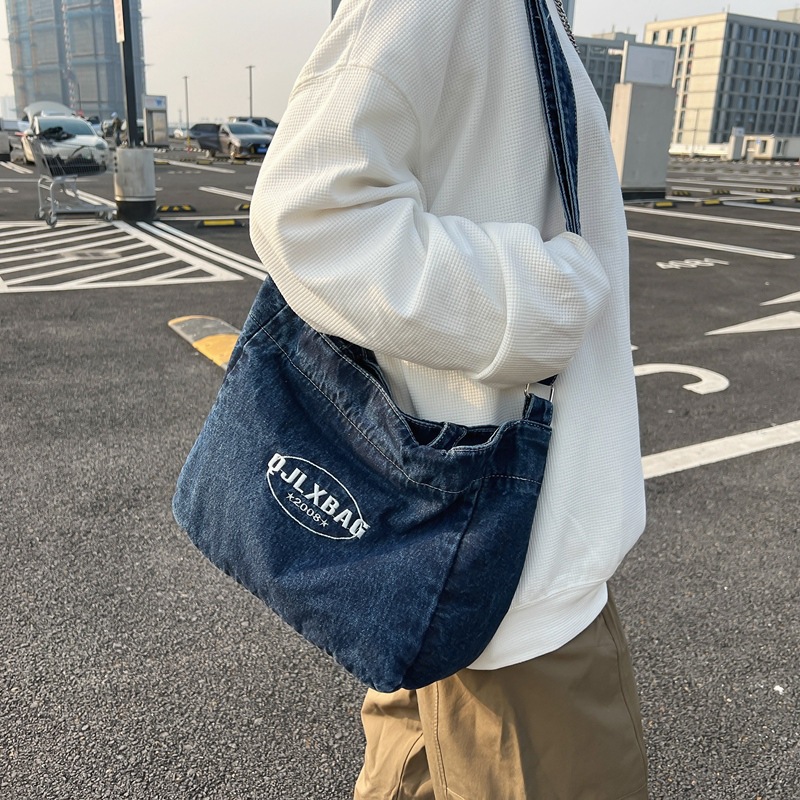 Bolso de hombro de mezclilla de gran capacidad para mujer 2024 nuevo bolso de arte para estudiantes universitarios casuales
