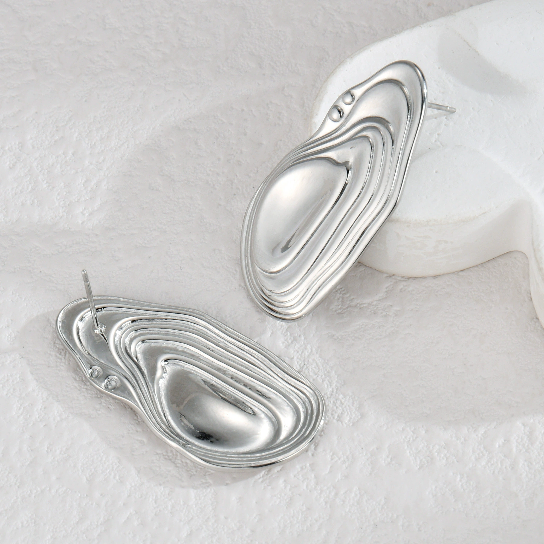 Серьги Tide: асимметричные из нержавеющей стали и 18K белого золота, простой элегантный дизайн, Style 1–5