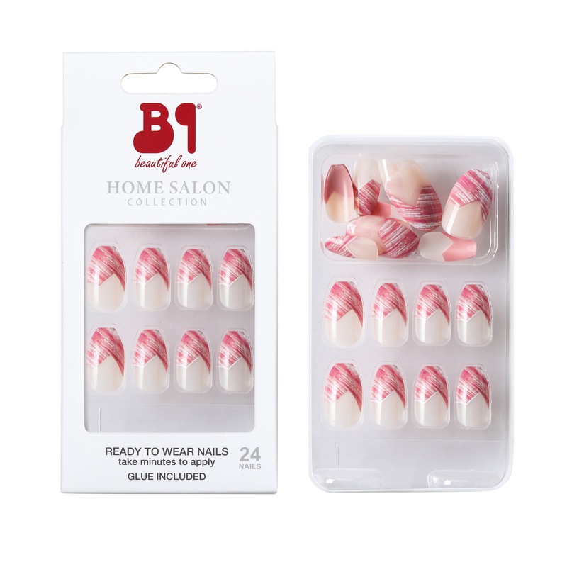 European and American Nails 24 Pieces Pink French Adult Fake Nails Acrylic Abs Nails