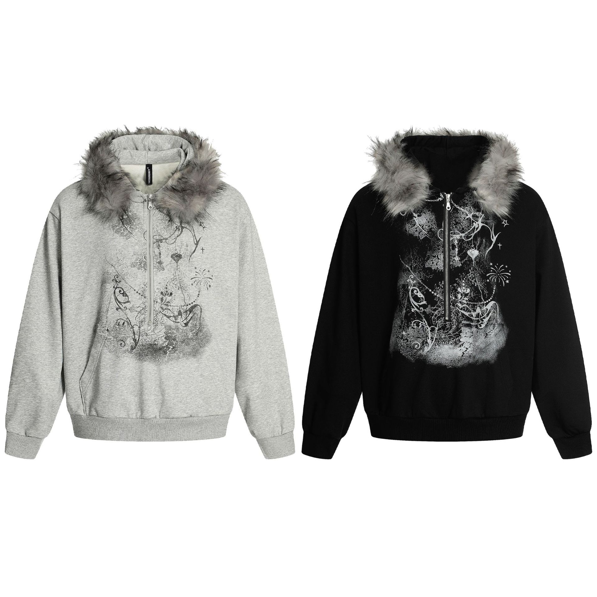 Fur Collar Coat Half-open Collar Stitching Zipper Sweater