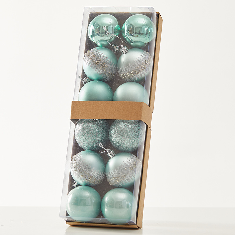 Madera de 6cm en caja pintada bola de Navidad de tapa dura plateada rosa galvanizado bola de decoración de Navidad colgante