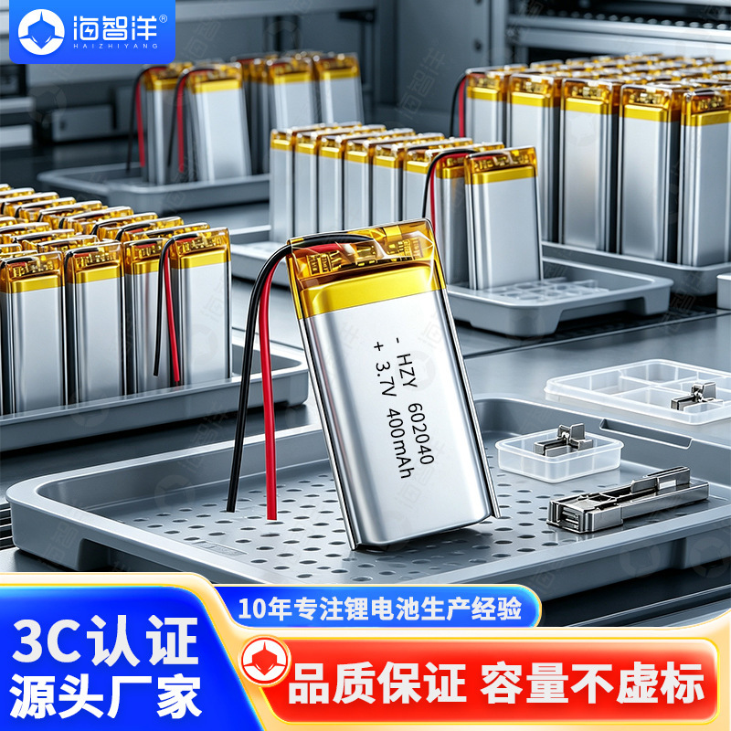 Hai Zhi Yang polymer 3.7v lithium battery 602040 model, large capacity 400mAh, lithium cobalt oxide, available in multiple styles Hai Zhi Yang polymer 3.7v lithium battery 602040 model, large capacity 400mAh, lithium cobalt oxide, available in multiple styles