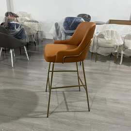 轻奢家用吧台椅高脚凳酒吧椅前台椅子靠背吧椅高吧凳高端不锈钢椅