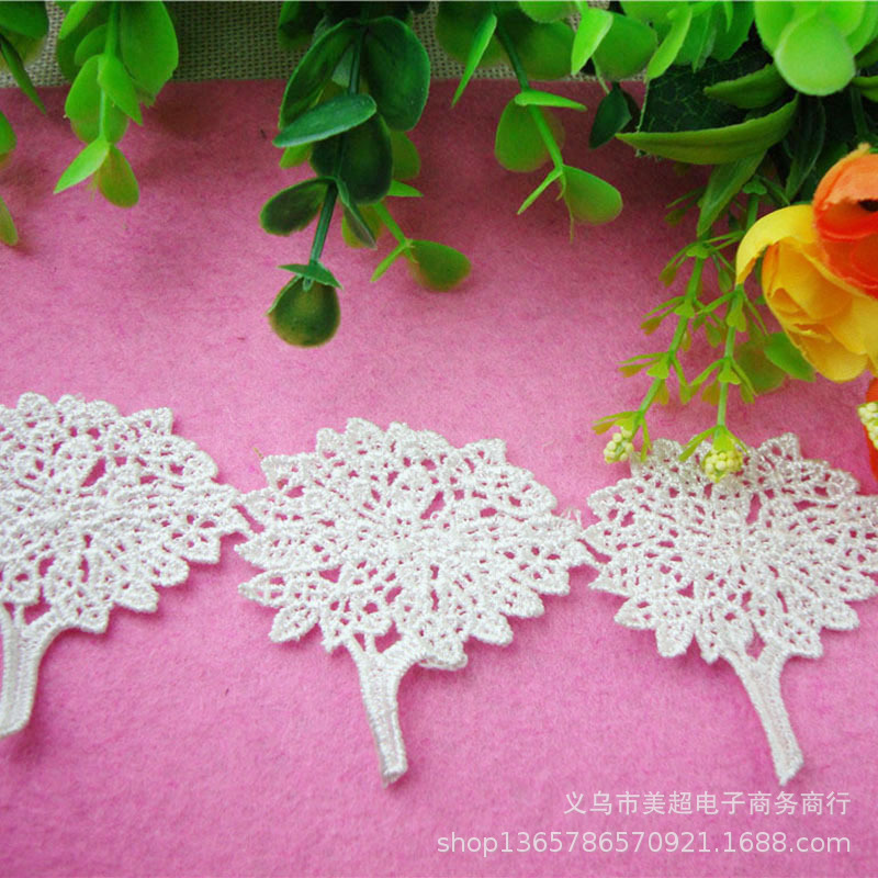 精美白色刺绣水溶花边涤纶 家纺女装布艺蕾丝饰品辅料 外贸供应